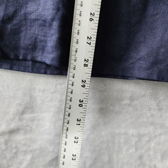 Talbots Linen Top Womens Size XL Ribbon Trim Navy Blue Pullover 100% - Picture 7 of 8